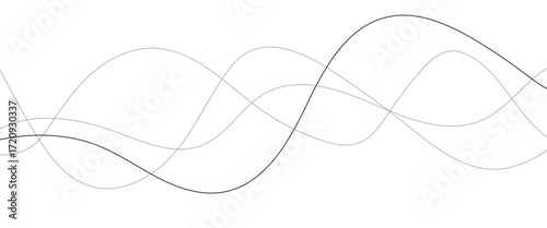 Wavy thin line. Curved black line geometric pattern. Vector illustration.