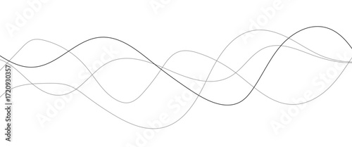 Wavy thin line. Curved black line geometric pattern. Vector illustration.