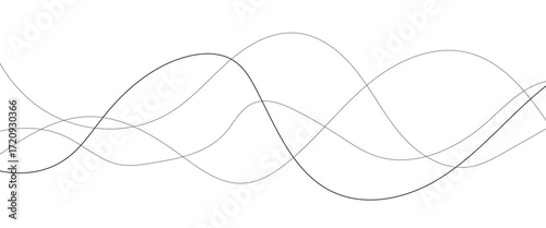 Abstract wavy black and white curved lines.