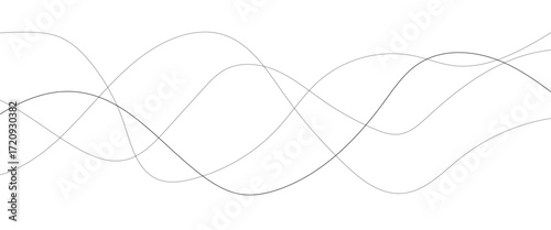 Technology abstract lines on white background. Undulate Grey Wave Swirl, frequency sound wave, twisted curve lines with blend effect