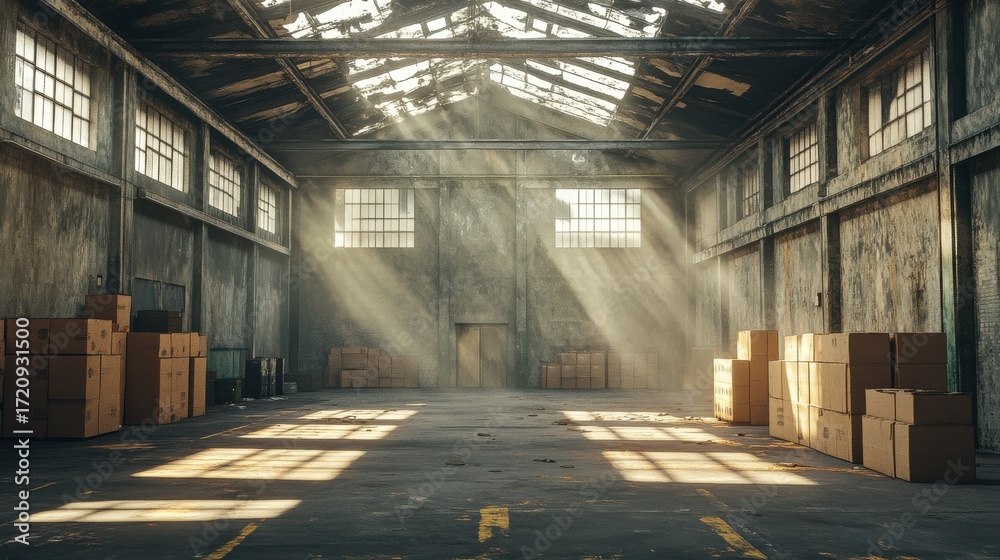 Fototapeta premium empty and abandoned warehouse