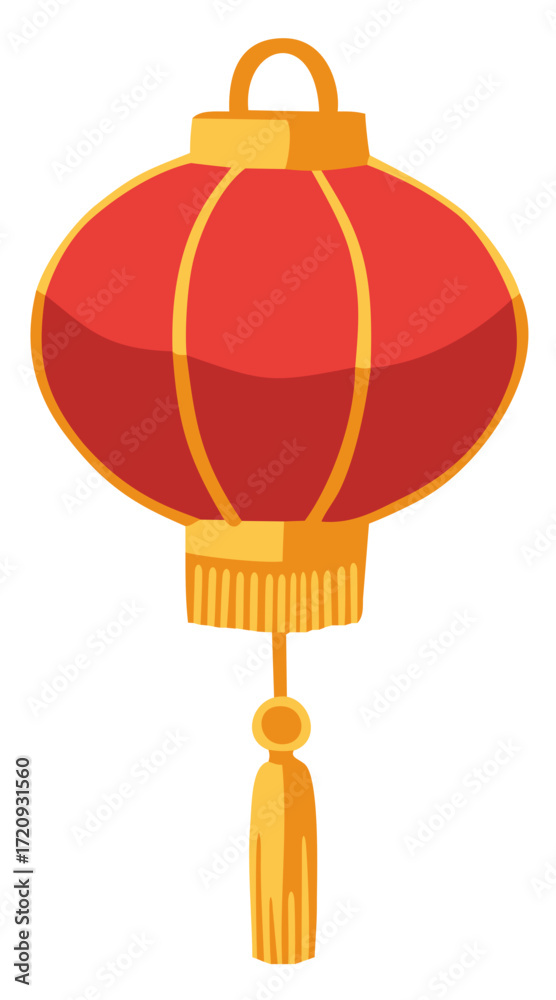 Obraz premium Chinese gold red lantern. Editable color vector
