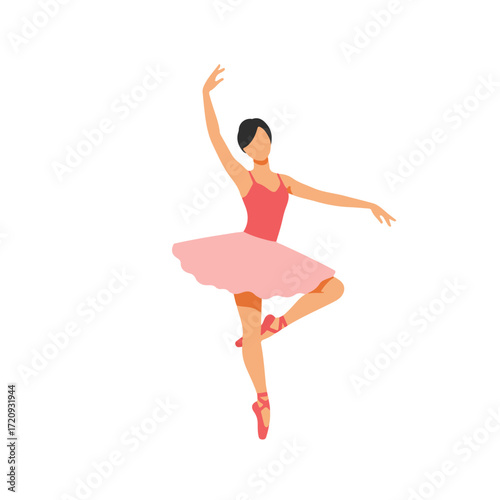Ballerina in a pink tutu in a graceful pose, perfect for dance studio promotions, balletthemed designs, and feminine branding.