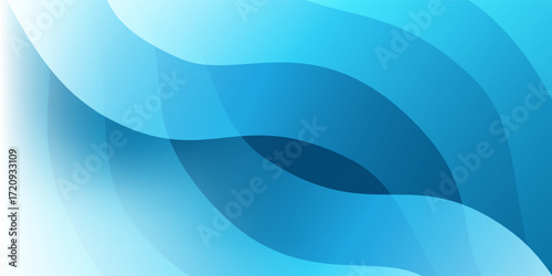 Abstract bright wavy background with translucent wavy, curvy shapes, soft gradient colors in blue and white. Modern flowing design, perfect for digital art, presentations, or contemporary decoration.