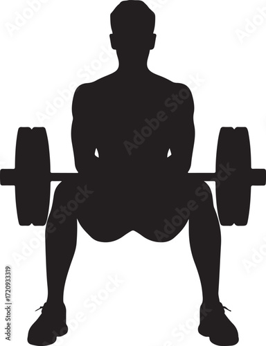 Athlete Silhouette Lifting Barbell Exercise