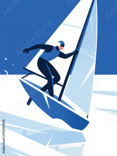 Sport Windsurf Illustrator Artwork Design Template Poster