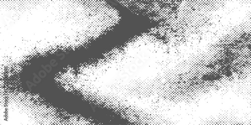 Abstract black and white grunge texture with a vintage paper border and ink splash pattern