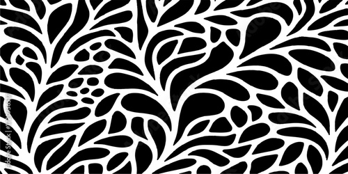 Vintage floral seamless pattern with animal print elements in a timeless black and white design