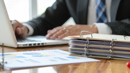 Business Professional Working with Documents and Reports