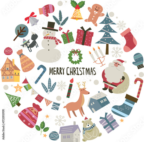 可愛い手書き風クリスマスイラスト素材