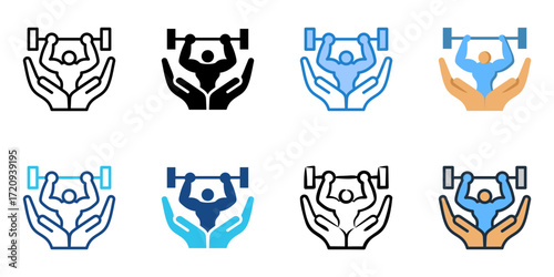Sports Conditioning icon set multiple style collection 
