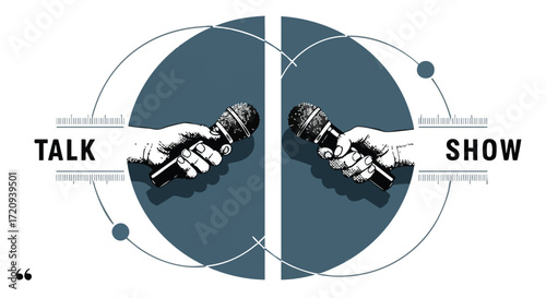 Dynamic duo holding microphones for engaging talk show interviews, podcasting, and media broadcasts creating compelling content for audiences.
