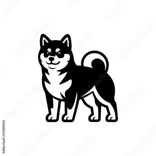Illustration of a husky dog isolated on white background. Design element for emblem, sign, poster, badge. Vector illustration