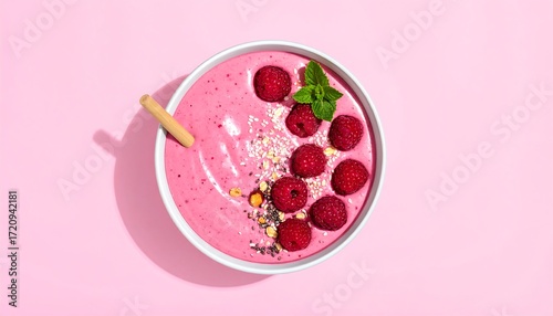 Vibrant pink smoothie bowl