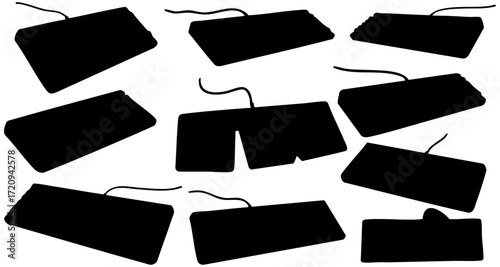 Simple Black Silhouette Keyboard Device Various Angle Electronic Instrument