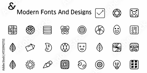 Unique modern font designs and decorative elements perfect for branding, logos, and creative projects, offering versatile visual appeal.