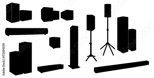 Minimalist Silhouette Home Theater Speaker System Modern Audio Equipment Icon