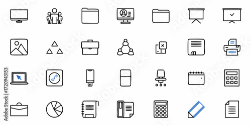 Set of modern business icons perfect for presentations, websites, and design projects, ideal for professional branding needs