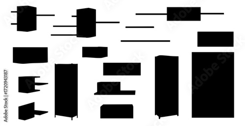 Simple Flat Style Furniture Silhouette Various Shape for Interior Design