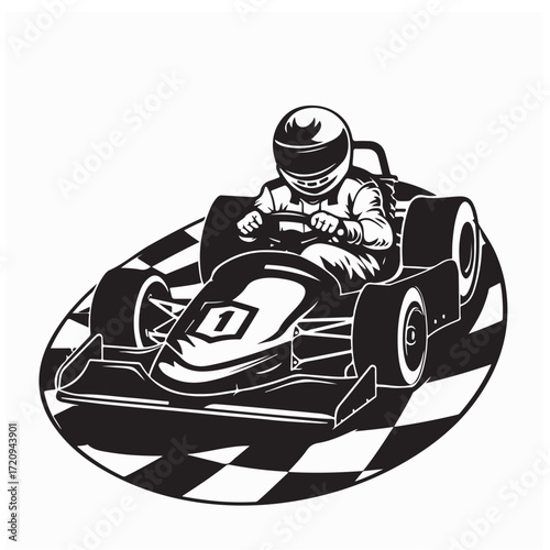 Go-Kart Racing Vector Illustration for Motorsport and Competition