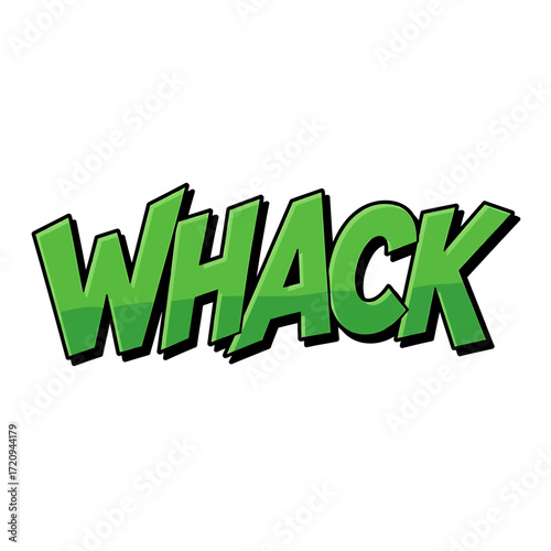 Green 'WHACK' Comic Book Sound Effect on White Background
