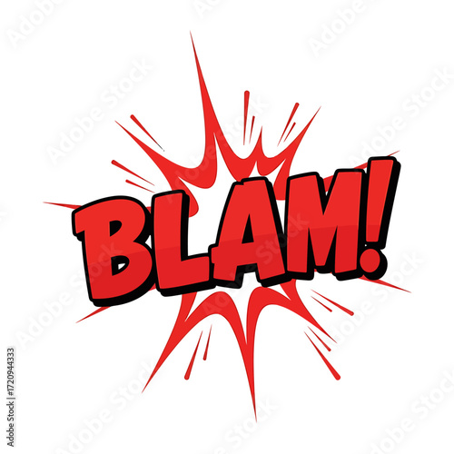 Red BLAM! Comic Book Style Explosion on White Background