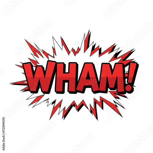 Comic Book Wham! Explosion Effect Graphic on White Background