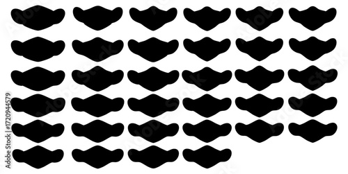 Minimalist Black Mask Silhouette Seamless Pattern Background Graphic Element