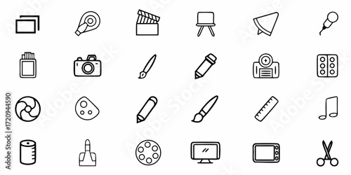 Creative tools and elements for art, design, film, and music, perfect for websites, presentations, and marketing materials, easily adaptable.