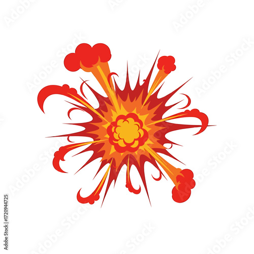 Cartoon Explosion Vector Illustration on White Background