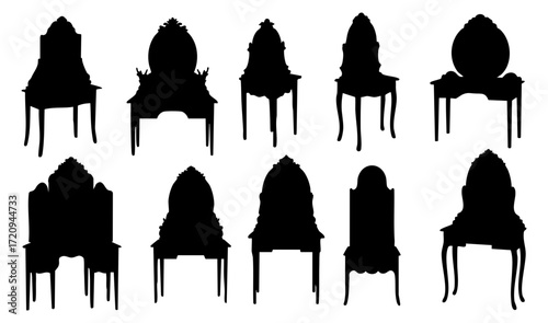 Silhouette Vintage Dressing Table Mirror Console Elegant Furniture Collection