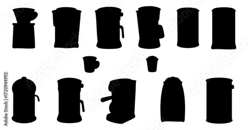 Simple Flat Style Coffee Maker Silhouette Collection Cooking Equipment Icon