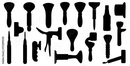 Silhouette Various Massage Tools Equipment For Relaxation Wellness Treatment