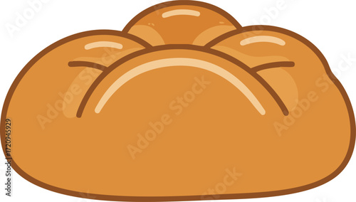 A top view of a round challah bread.