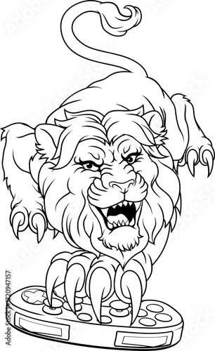 Lion Animal Gamer Sports Te...