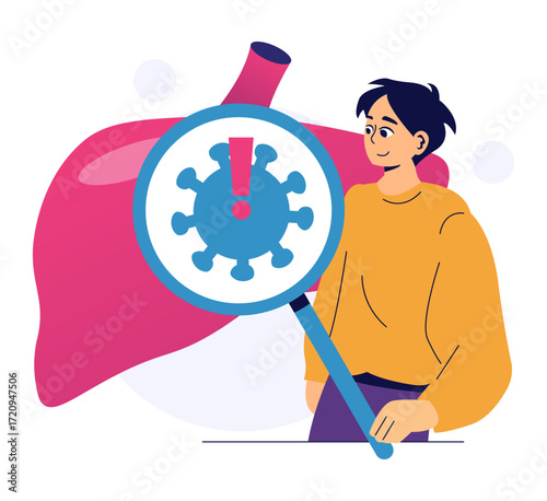 Virus Detection in Liver Health Concept Vector Illustration