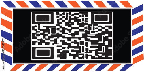 Striking Digital Gateway Encased in a Dynamic Red, White, and Blue Striped Frame, Symbolizing Modern Scan Technology, Mail, and Digital Access Theme — Visual Concept.