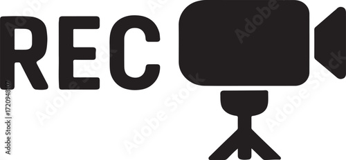 Silhouette video recording icon for media, camera, film, streaming, content, and production.