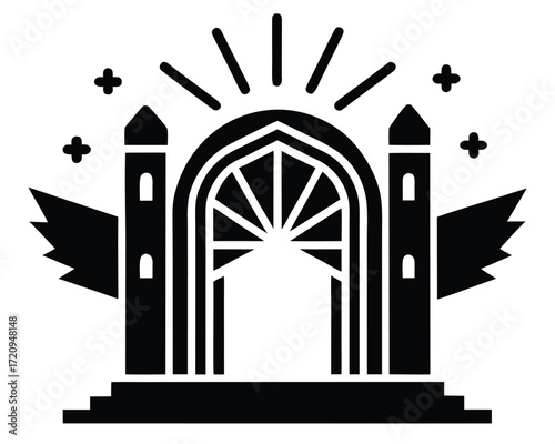 heaven gate vector Illustration on black color and white background