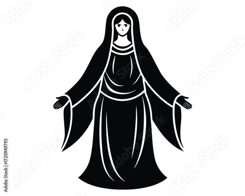 marian blue robe vector Illustration on black color and white background