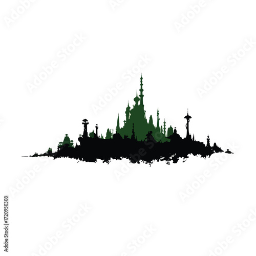 Emerald city silhouette collection black and white illustrations
