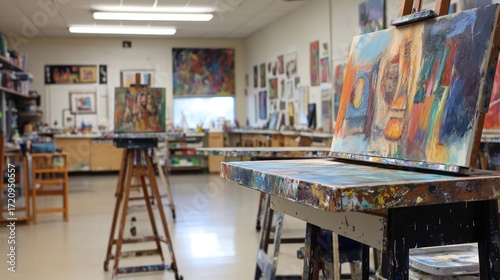 Senior Art Class Retirement Banner - easels, painting in progress, creativity