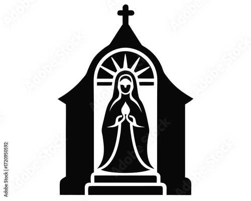 marian shrine vector Illustration on black color and white background