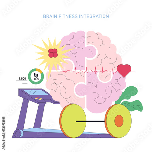 Brain Fitness Integration Vector Illustration
