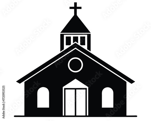 chapel vector Illustration on black color and white background