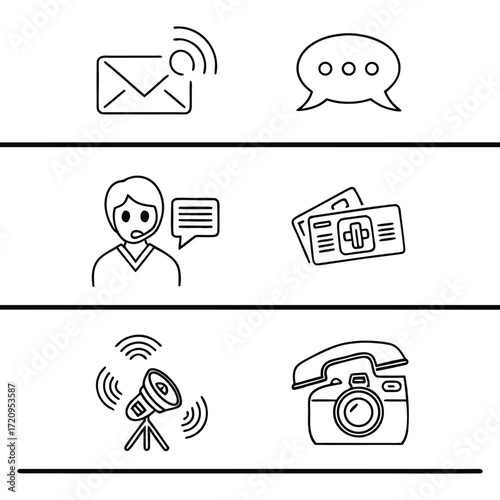 Premium set of communication line icons featuring chat and connectivity