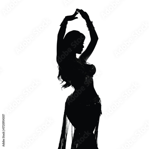Exotic dancer silhouette set black and white illustration