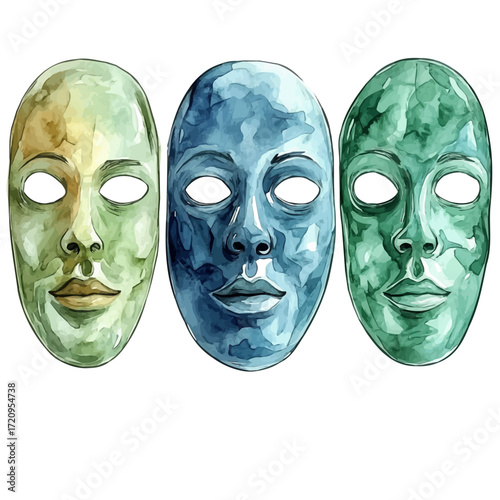 Korean Mud Masks, watercolor clipart vector, isolated on a white background.