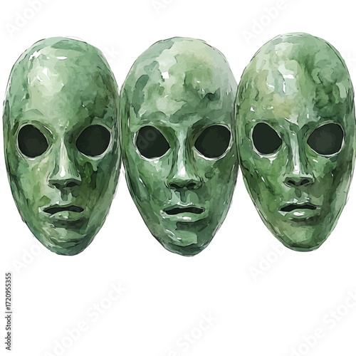 Korean Mud Masks, watercolor illustration vector, isolated on a white background.