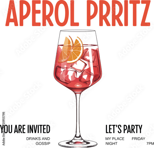 Refreshing aperitif cocktail with ice and orange garnish, perfect for celebrations and social gatherings.
